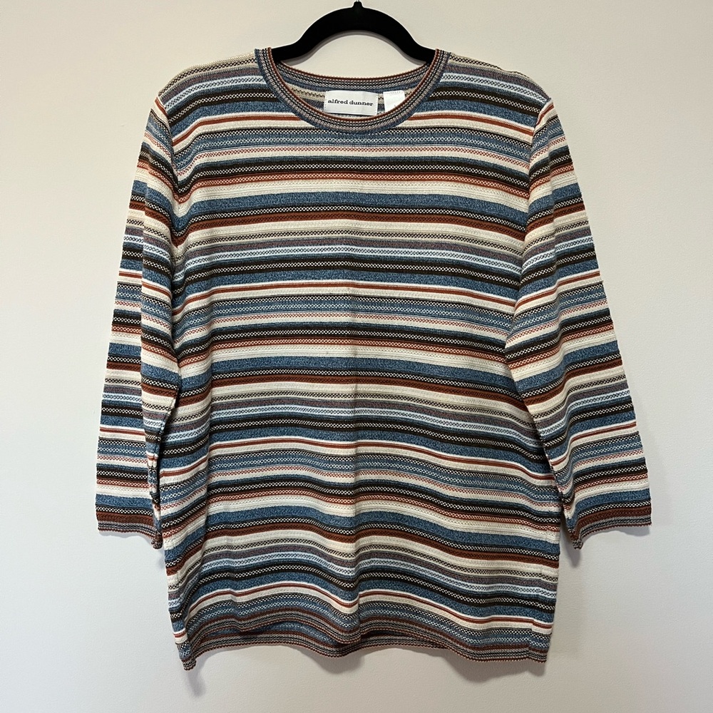 Striped Retro Sweater with Quarter Length Sleeve